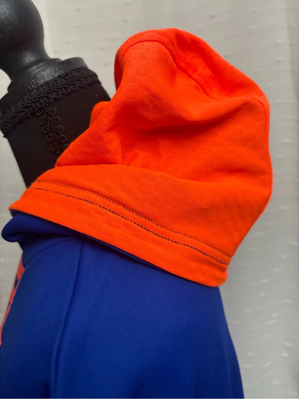 New Balance Youth Royal Blue Crewneck Hoodie with Orange Logo